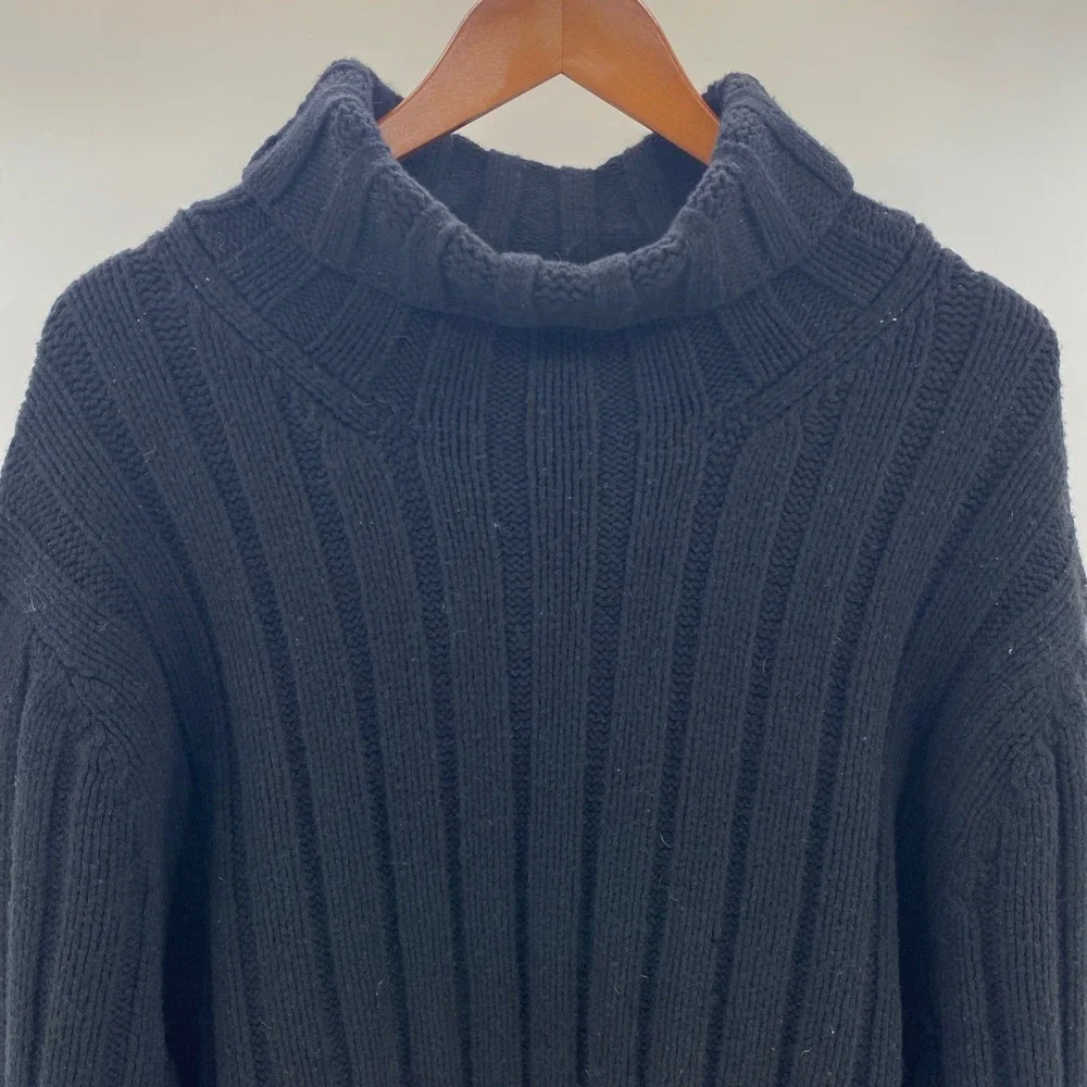 Banana Republic Mens Extra Large Black Lambswool Cashmere Ribbed Knit Sweater